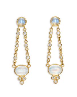 Temple St. Clair Temple St. Clair 18K Yellow Gold Classic Moonstone & Diamond Chandelier Drop Earrings