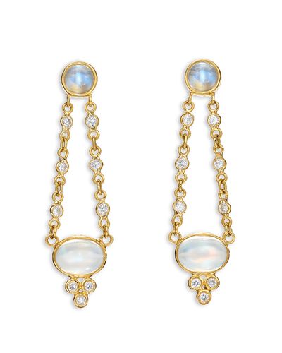 Temple St. Clair Temple St. Clair 18K Yellow Gold Classic Moonstone & Diamond Chandelier Drop Earrings