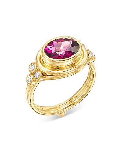 Temple St. Clair Temple St. Clair 18K Yellow Gold Classic Pink Tourmaline & Diamond Bezel Ring