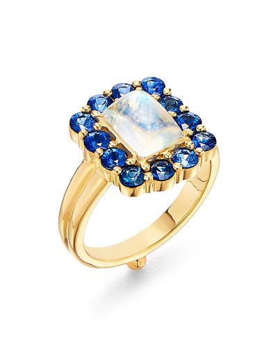 Temple St. Clair Temple St. Clair 18K Yellow Gold Color Theory Moonstone & Blue Sapphire Ring