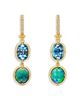 Temple St. Clair Temple St. Clair 18K Yellow Gold Diamond, Black Opal & Aquamarine Double Drop Earrings - 1