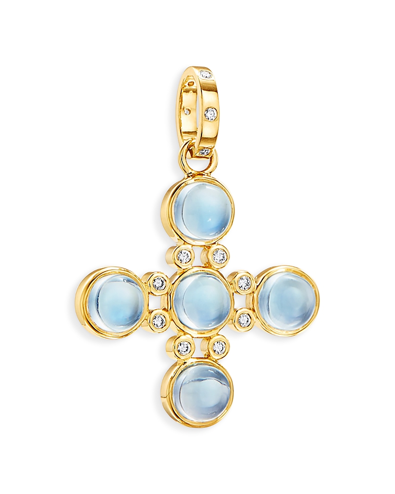 Temple St. Clair Temple St. Clair 18K Yellow Gold Fj Blue Moonstone & Diamond Four Elements Cross Pendant