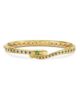 Temple St. Clair Temple St. Clair 18K Yellow Gold Fj Blue Sapphire, Tsavorite & Diamond Serpent Bangle Bracelet