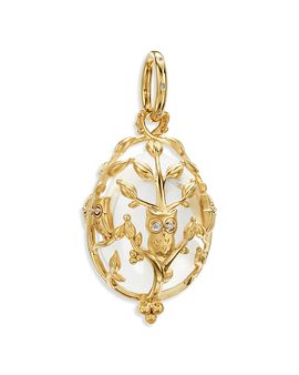 Temple St. Clair Temple St. Clair 18K Yellow Gold Fj Crystal & Diamond Medium Owlet Amulet Pendant