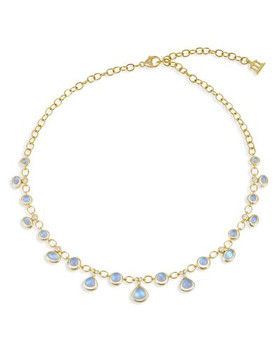 Temple St. Clair Temple St. Clair 18K Yellow Gold Half Bib Necklace with Blue Moonstone & Diamond