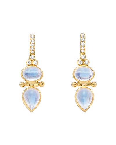 Temple St. Clair Temple St. Clair 18K Yellow Gold Moonstone & Diamond Drop Earrings