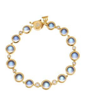 Temple St. Clair Temple St. Clair 18K Yellow Gold Single Round Bracelet with Royal Blue Moonstone and Diamond