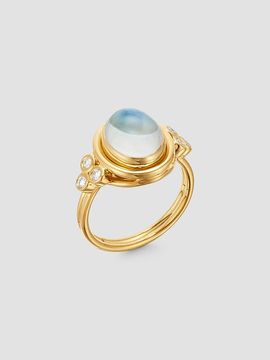 Temple St. Clair Temple St. Clair Women's Florence86 18K Yellow Gold, Blue Moonstone & 0.20 TCW Diamond Ring