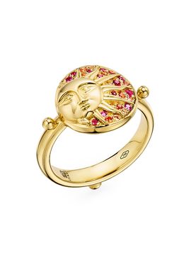 Temple St. Clair Women's Celestial Solar Eclipse 18K Yellow Gold, Ruby & Orange Sapphire Ring