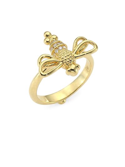 Temple St. Clair Women's Florence86 Garden Of Earthly Delights Diamond & 18K Yellow Gold Resting Bee Ring