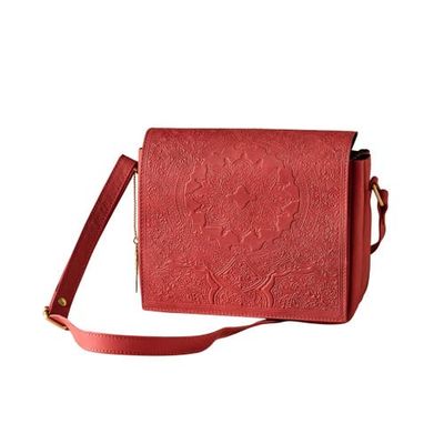 Ten Thousand Villages Ten Thousand Villages Kohra Embossed Leather Crossbody Bag