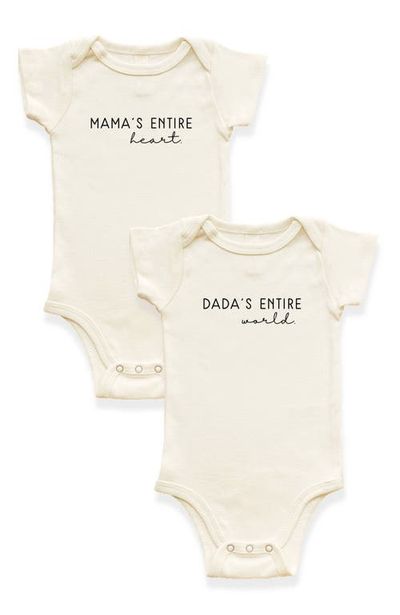 Tenth & Pine Tenth & Pine 2 Pack - Mama's Entire Heart + Dada's Entire World Organic Cotton Baby Bodysuits