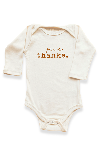 Tenth & Pine Tenth & Pine Give Thanks - Organic Long Sleeve Baby Bodysuit