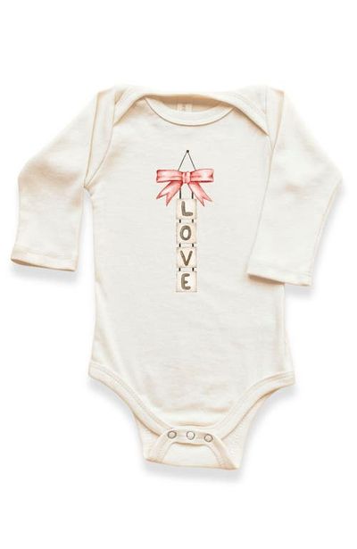 Tenth & Pine Tenth & Pine Love Blocks Bow Organic Baby Bodysuit Long Sleeve