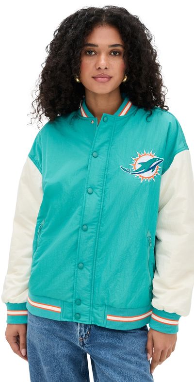 Terez Terez Dolphins Colorblock Bomber Jacket Dolphins Aqua/Sugar Swizzle