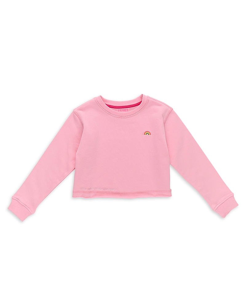 Terez Terez Girls' Long Sleeve Raw Hem Cropped Tee