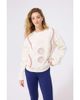 Terez Women's Terez Cream Chicago Cubs Baseball Stitch Pullover Sweatshirt  - 1