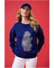 Terez Women's Terez Navy Chicago Cubs Oversized Gemstone Logo Sweatshirt  - 1