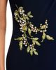 Teri Jon By Rickie Freeman Teri Jon by Rickie Freeman Crepe Asymmetric Capelet Pearl Applique Waist Trim Gown - 3