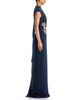 Teri Jon By Rickie Freeman Teri Jon by Rickie Freeman Crepe Asymmetric Capelet Pearl Applique Waist Trim Gown - 5
