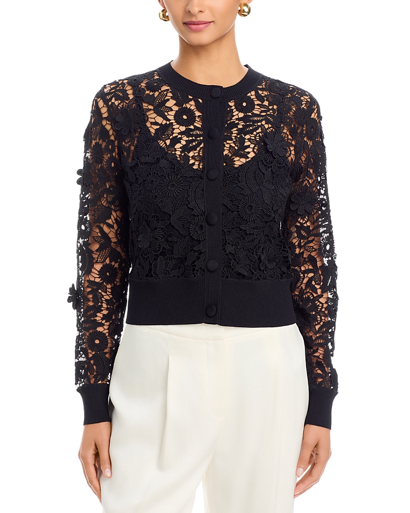 Teri Jon By Rickie Freeman Teri Jon by Rickie Freeman Eyelet Lace Knit Cardigan