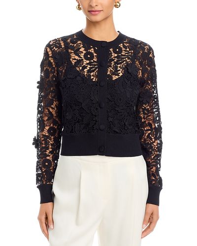 Teri Jon By Rickie Freeman Teri Jon by Rickie Freeman Eyelet Lace Knit Cardigan