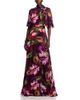 Teri Jon By Rickie Freeman Teri Jon by Rickie Freeman Floral Flutter Sleeve Mock Neck Gown - 1