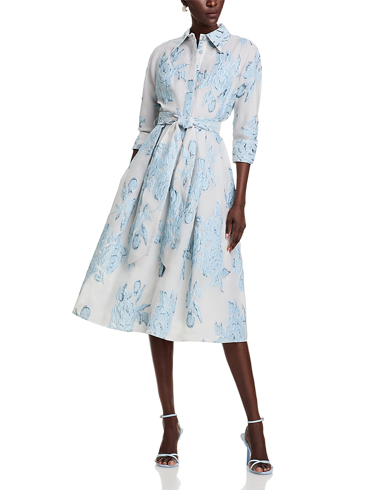 chiffon midi dress Adrianna Papell Floral Chiffon A-line Midi Dress With Cap Sleeves