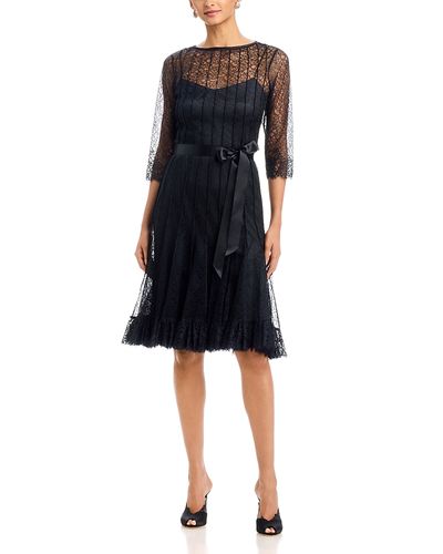 Teri Jon By Rickie Freeman Teri Jon by Rickie Freeman Lace Pintuck Ruffle Hem Dress