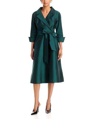 Teri Jon By Rickie Freeman Teri Jon by Rickie Freeman Taffeta Knotch Collar Belted Shirt Dress