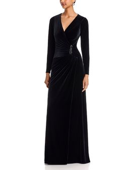 Teri Jon By Rickie Freeman Teri Jon by Rickie Freeman Velvet Beaded Trim Gown