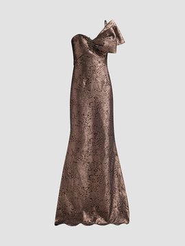 Teri Jon by Rickie Freeman Teri Jon by Rickie Freeman Women's Abstract Animal Jacqaurd Bow Gown