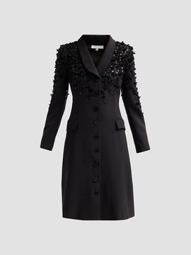 Teri Jon by Rickie Freeman Teri Jon by Rickie Freeman Women's Crêpe Floral Appliqué Tuxedo Cocktail Dress