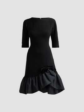 Teri Jon by Rickie Freeman Teri Jon by Rickie Freeman Women's Crêpe Taffeta Bubble-Hem Cocktail Dress