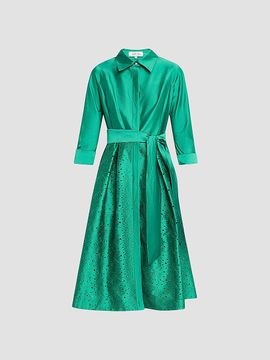 Teri Jon by Rickie Freeman Teri Jon by Rickie Freeman Women's Eyelet Taffeta Cocktail Shirtdress