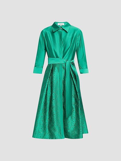 Teri Jon by Rickie Freeman Teri Jon by Rickie Freeman Women's Eyelet Taffeta Cocktail Shirtdress