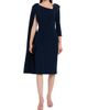 Teri Jon by Rickie Freeman Women's Cape-Sleeve Crepe Asymmetric Knee-Length Dress - 2