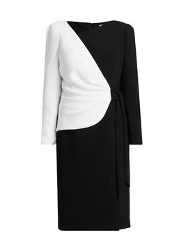 Teri Jon by Rickie Freeman Women's Colorblocked Wrap Sheath Knee-Length Dress