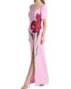 Teri Jon by Rickie Freeman Women's Digital Flower Print Crepe Column Gown - 4