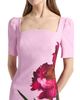 Teri Jon by Rickie Freeman Women's Digital Flower Print Crepe Column Gown - 6
