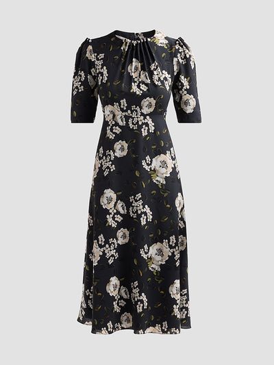 Teri Jon by Rickie Freeman Women's Embellished Floral Cocktail Midi Dress