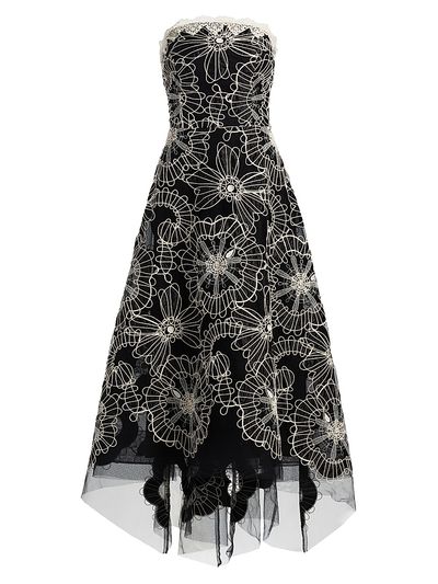 Teri Jon by Rickie Freeman Women's Embroidered High-Low Tea-Length Dress