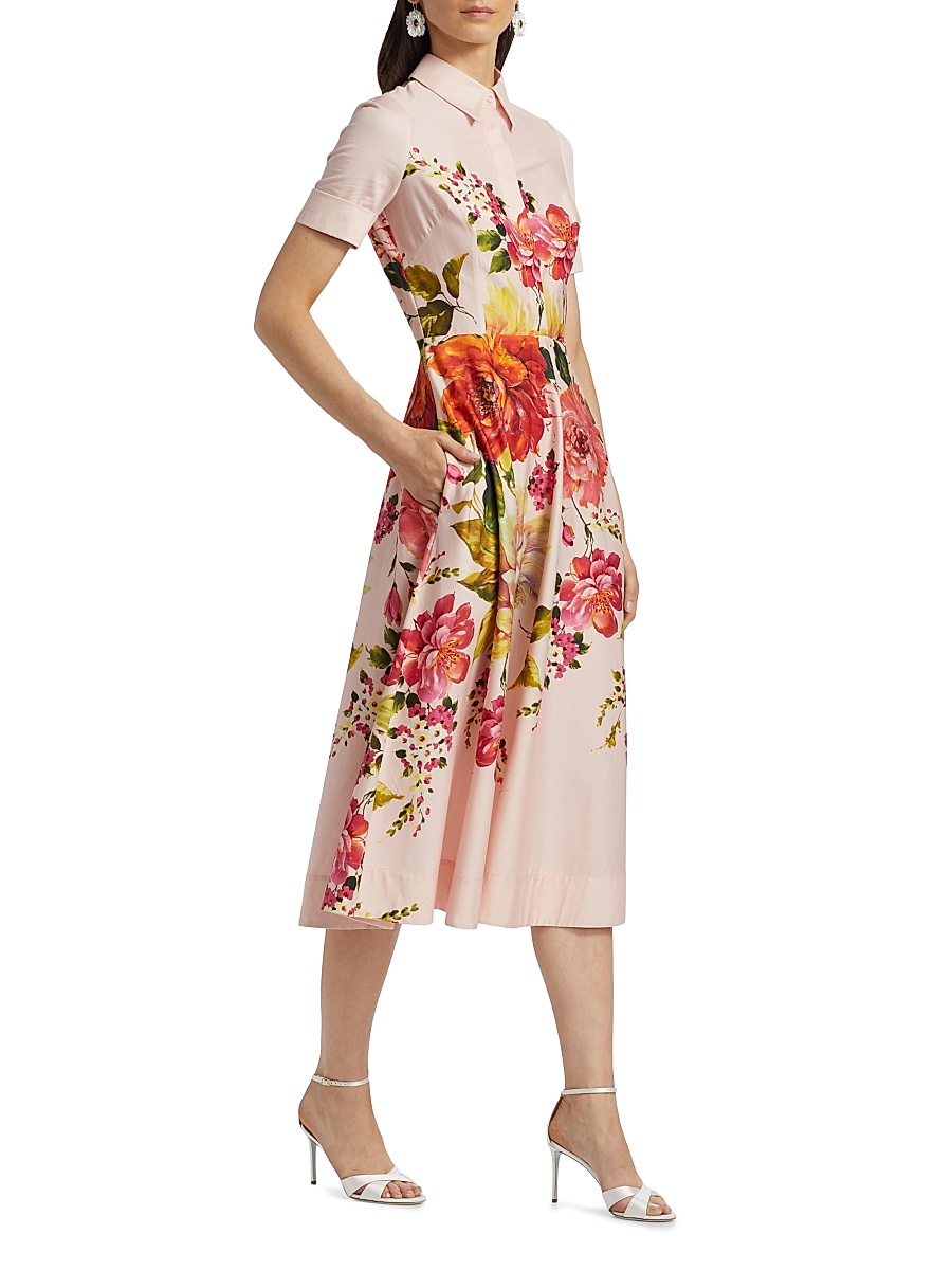 Teri Jon by Rickie Freeman - Women's Floral Fit-&-Flare Shirtdress