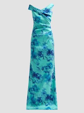Teri Jon by Rickie Freeman Women's Floral Ruched Stretch-Gazar Gown