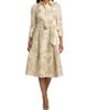 Teri Jon by Rickie Freeman Women's Metallic Floral Jacquard Midi-Shirtdress - 2
