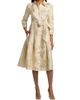 Teri Jon by Rickie Freeman Women's Metallic Floral Jacquard Midi-Shirtdress - 3