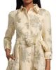 Teri Jon by Rickie Freeman Women's Metallic Floral Jacquard Midi-Shirtdress - 6