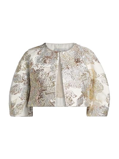 Teri Jon by Rickie Freeman Women's Metallic Jacquard Crop Bolero