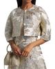 Teri Jon by Rickie Freeman Women's Metallic Jacquard Crop Bolero - 6