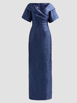 Teri Jon by Rickie Freeman Women's Metallic Jacquard Gown